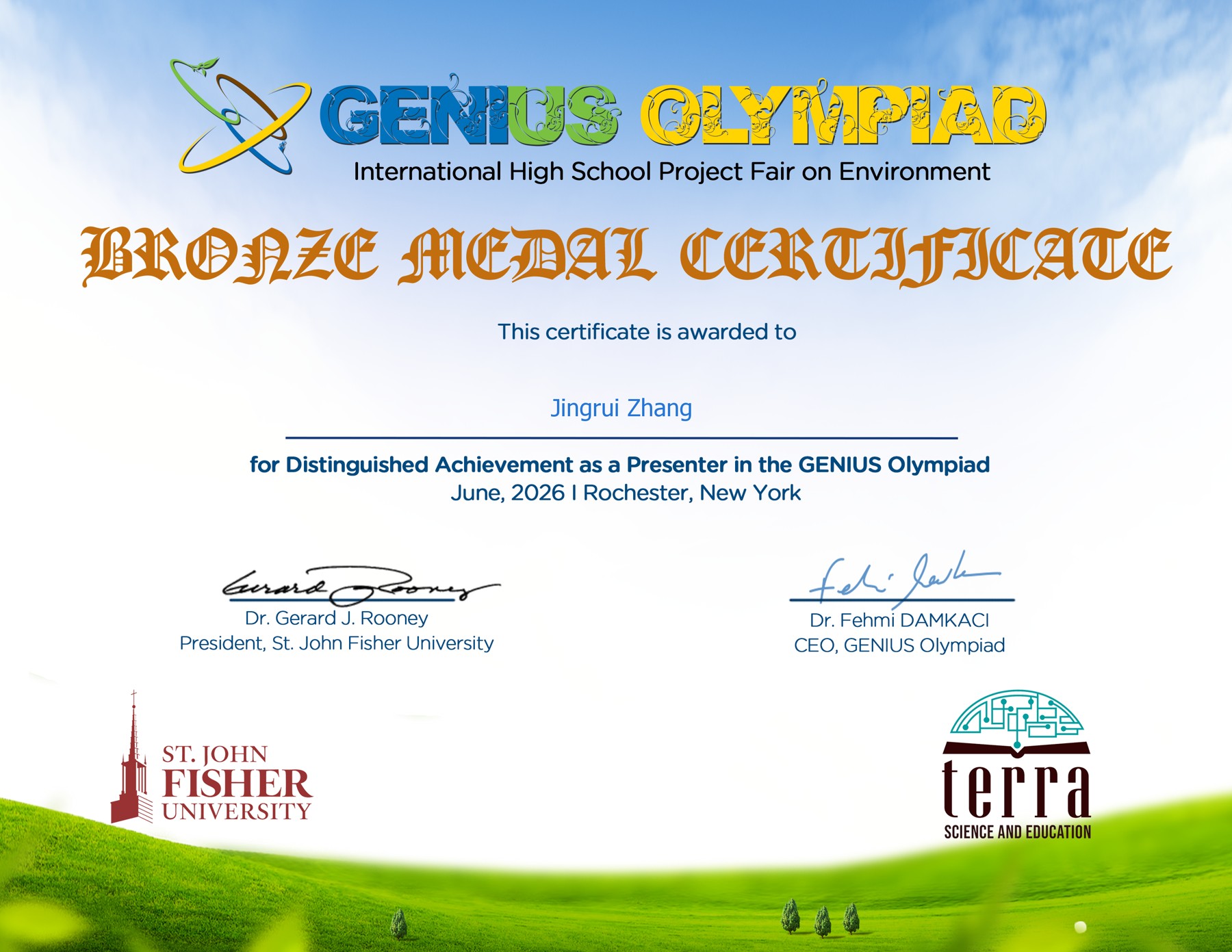 Bronze Medal Certificate · June 2026