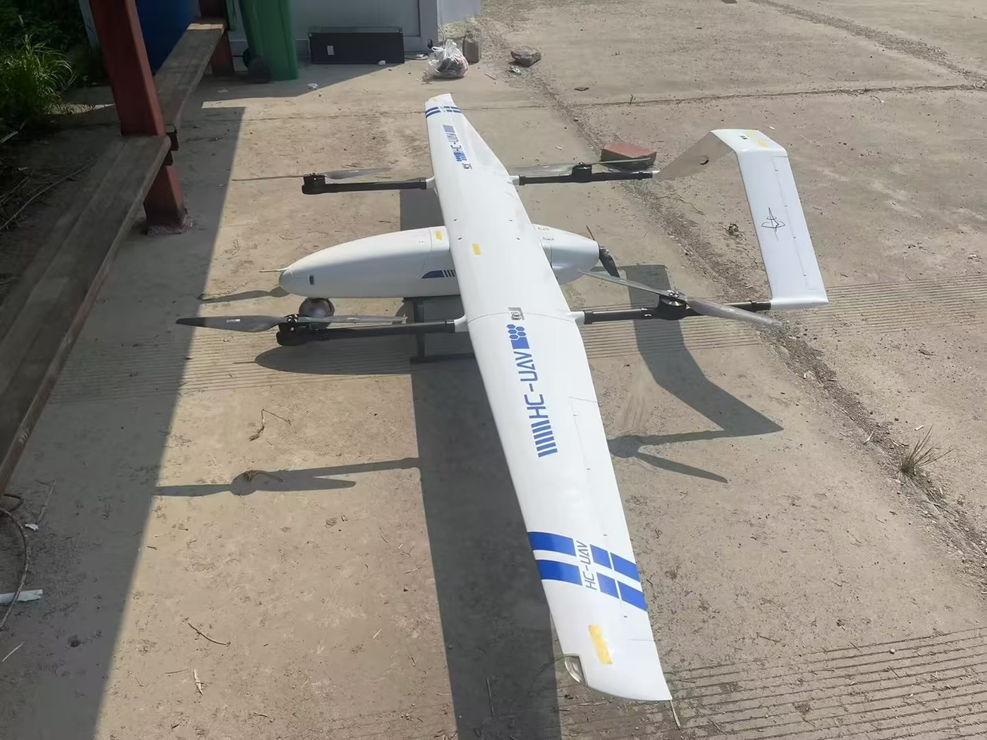 Honeycomb UAV disaster-relief airframe on the ground